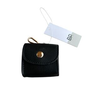 BP black faux leather AirPods case with a snap hook NWT